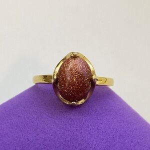 💛 Vintage Gold Plated Sarah Coventry Goldstone Ring